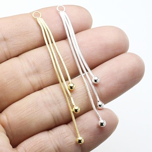 Gold Fringe Pendant, Triple Ball Chain Tassel, Earring Charms For Hoops, Earring Findings, Real Gold plated, Jewelry Making - G153 G187