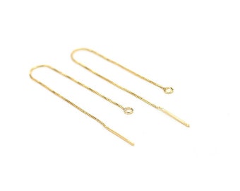 Threader Earrings, Long Chain Threader Earring Post, Minimalist Earrings, Cartilage Chain Earrings , Gold Tone, Jewelry Making - RP011 RP225