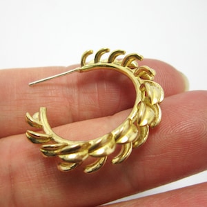 Brass stud earrings 28x8mm Olive branch Brass earrings findings C shape leaf earring 925 silver needle R1029