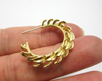 Pendientes de latón 28x8mm Rama de olivo Pendientes de latón hallazgos Pendiente de hoja en forma de C 925 aguja de plata R1029