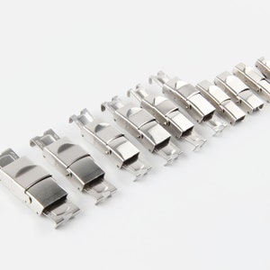 5-delige roestvrijstalen sluiting horlogeband klauwsluiting platte lederen sluiting, 5x3mm 6x3mm 8x3mm 10x3mm 12x3mm 14x4mm 18x4mm, siliconen armbandsluiting afbeelding 4