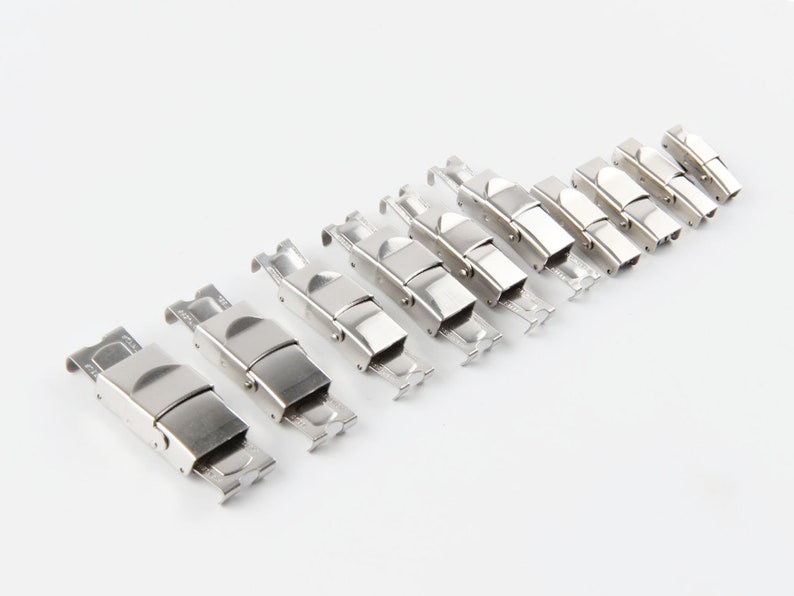 5-delige roestvrijstalen sluiting horlogeband klauwsluiting platte lederen sluiting, 5x3mm 6x3mm 8x3mm 10x3mm 12x3mm 14x4mm 18x4mm, siliconen armbandsluiting afbeelding 4