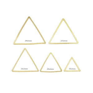50pc Triangle Charm, Geometric Earring Connector, Raw Brass Findings, DIY Ornament, 15mm 20mm 24mm 27mm 29mm, Jewelry Supplies -R2944