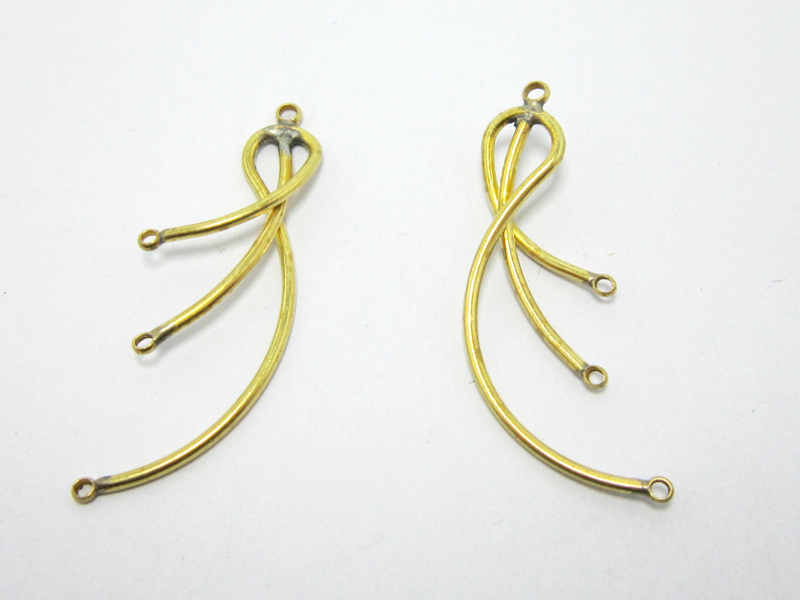 定番のお歳暮＆冬ギフト Brass Connector, Triple Earring Charms, 36.1x14.2mm, Brass ヘアゴム