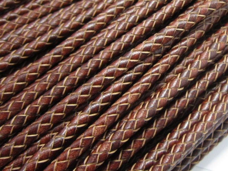 5mm Leather cord, Genuine leather braid leater strips, Distressed round…
