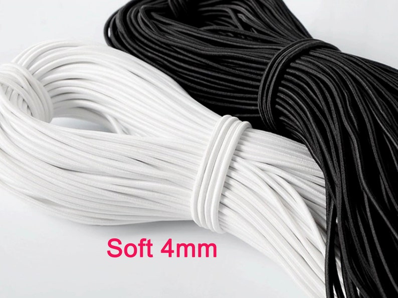 10Yards White elastic cord Soft 4mm Round elastic rope for | Etsy