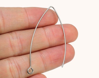 Stainless Steel Earring Wires, Earring Hooks, Steel Ear Wires, 52x22mm, Silver Tone, Earring Supplies, Jewelry Making - S021