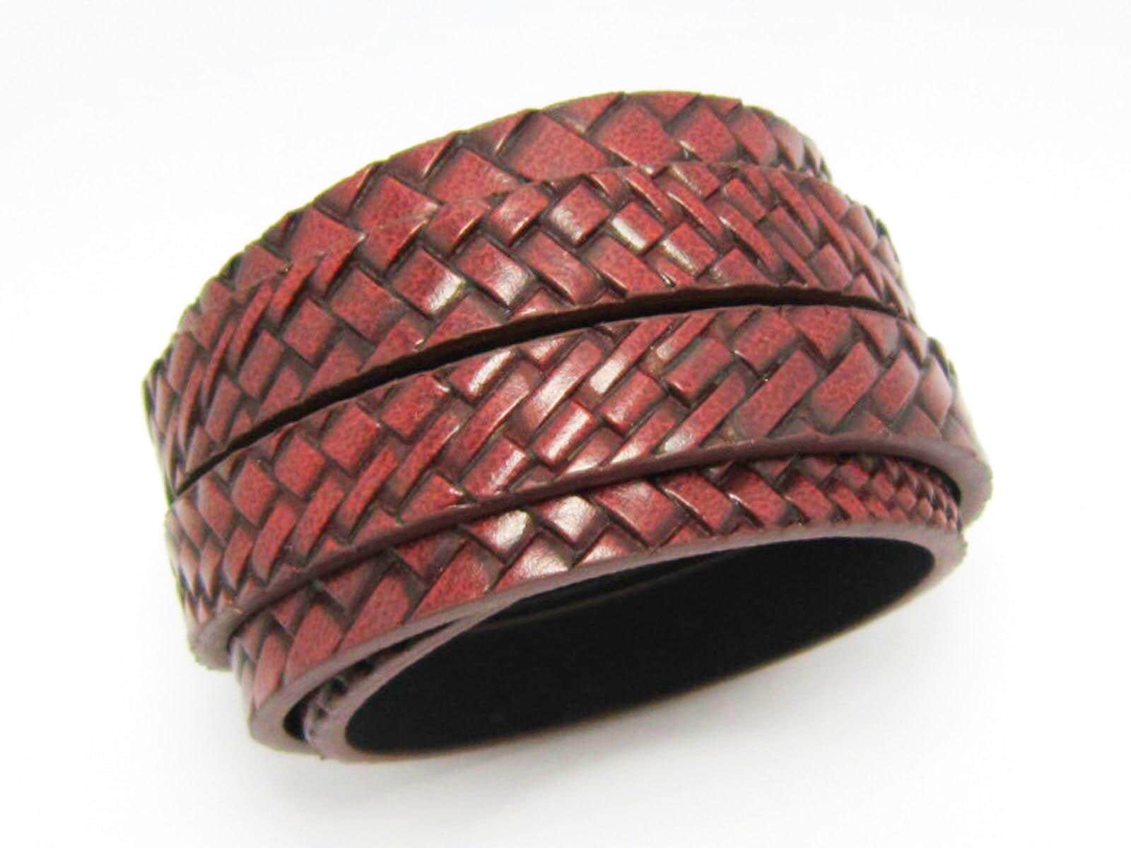 1meter 10mm mens bracelet leather Wine red weave 10x3mm leather cord braid  face S1053