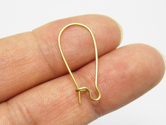 Brass ear wire, Brass earring hooks, 25mm, Kidney shaped, Raw brass earring hoops, Jewelry making - R770