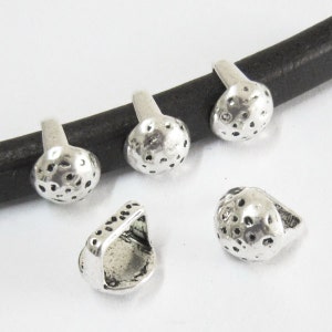 10pcs - Licorice Leather Findings, Hammered Mashroom Stud Sliders, 10x6mm, Half round Licorice Spacer, Bracelet making - LF45