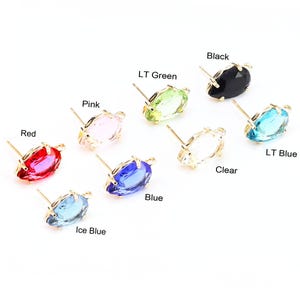 6pcs Teardrop Crystal Earrings, Faceted Drop Ear Stud, Birthstone Earrings, Gone Tone, Earrings Making, Jewelry Supply, Open Bail -RP245