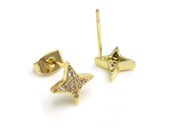 Orecchini pendenti con stella polare in oro, gioielli celestiali con zirconi cubici - Italia