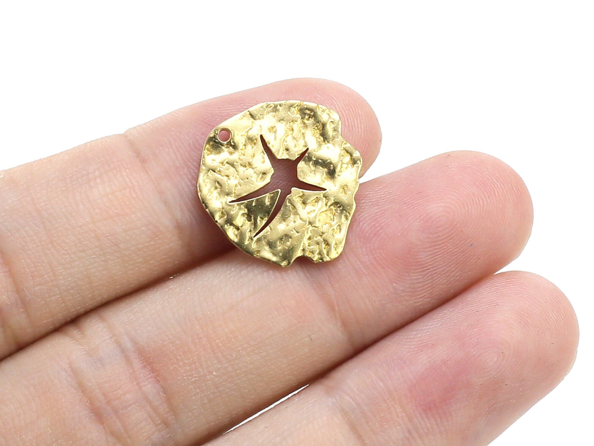 アクセサリー lupinus0908 Lotus Leaf Earring Charms, Brass Leaf Charm, 18.3x17x0.8mm