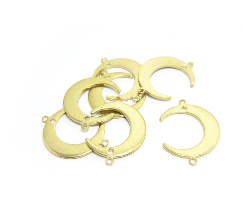 Crescent Moon Connector, Textured Earring Charms, Brass Charms For Jewelry Making, Raw Brass Findings, 22x16.5mm -R1300 R632 R1234 image 8