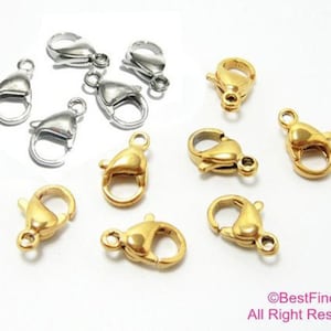 Stainless steel Lobster Clasp, Bracelet Clasp, Necklace Closure, Chain Connector, Jewelry Making Supplies, 10mm 12mm 15mm