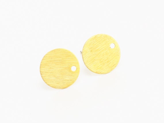 Brass Earring Stud with Zircon - Circle Earring Post - Brass Earring Charms  and earring connector - Earring findings for jewelry making-5530