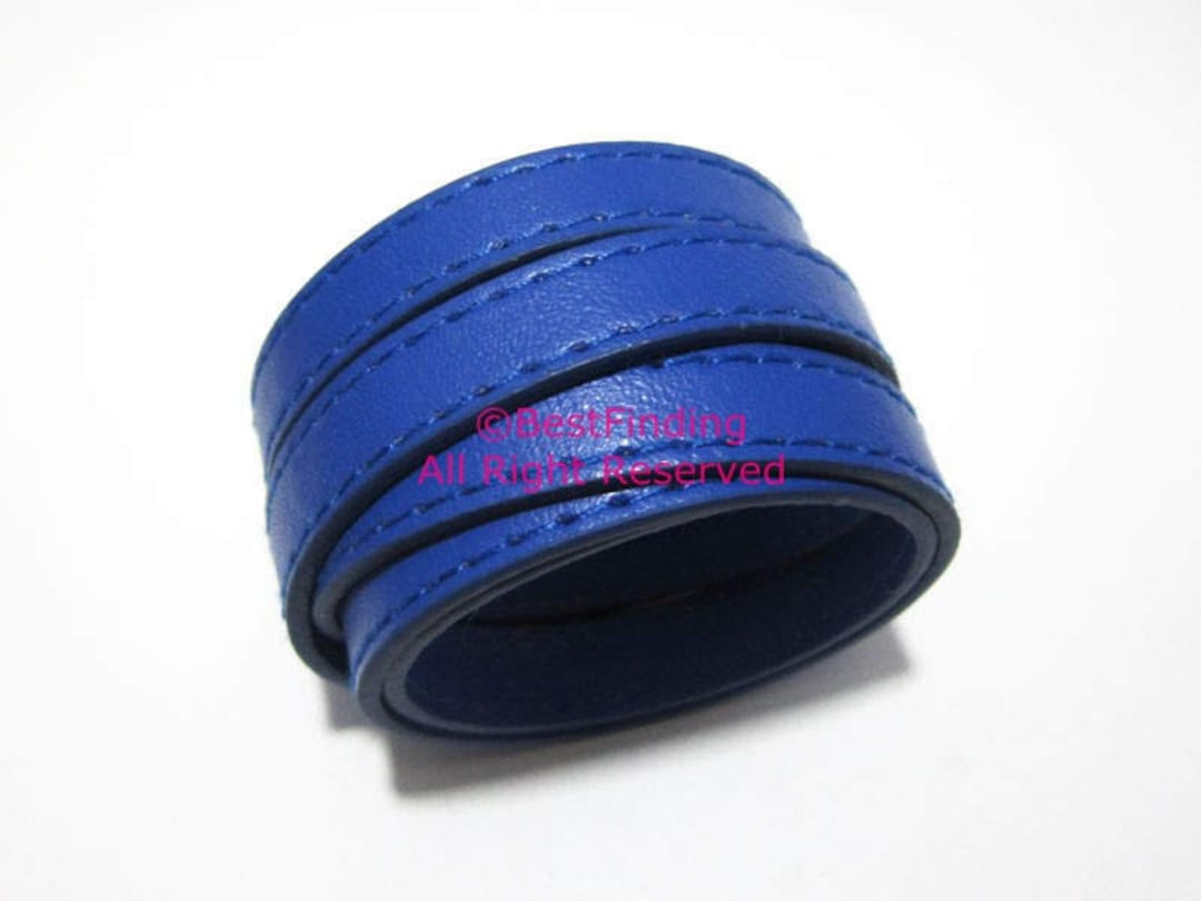 10x2mm Blue Leather Cord Stitched 10mm Flat Leather Cord Stitch Leather