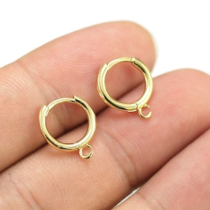 Round Earring Hoops, Minimalist Earrings, Lever Back Earrings, 13.5x11.8mm, Real Gold Plated, Earring Making, Jewelry Supplies -GH168