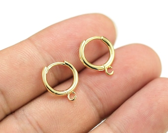 Round Earring Hoops, Minimalist Earrings, Lever Back Earrings, 13.5x11.8mm, Real Gold Plated, Earring Making, Jewelry Supplies -GH168