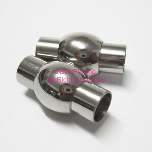 2pcs - 6mm Round Leather Clasp, Stainless steel Leather Clasp, Leather Bracelet Making, Jewelry Supplies