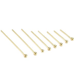 300pcs Brass Ball Head Pin, Raw Brass Eye Pin, 24mm 28mm 32mm 35mm 40mm 45mm 50mm 56mm 60mm Dia. 0.6mm Brass Findings, Jewelry Making -R2090