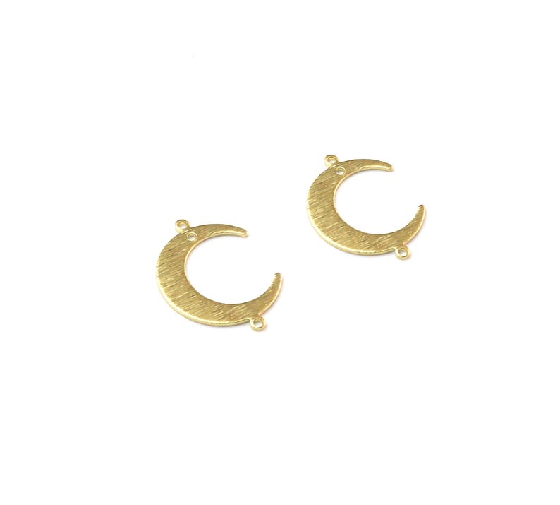 Crescent Moon Connector, Textured Earring Charms, Brass Charms For Jewelry Making, Raw Brass Findings, 22x16.5mm -R1300 R632 R1234 image 5