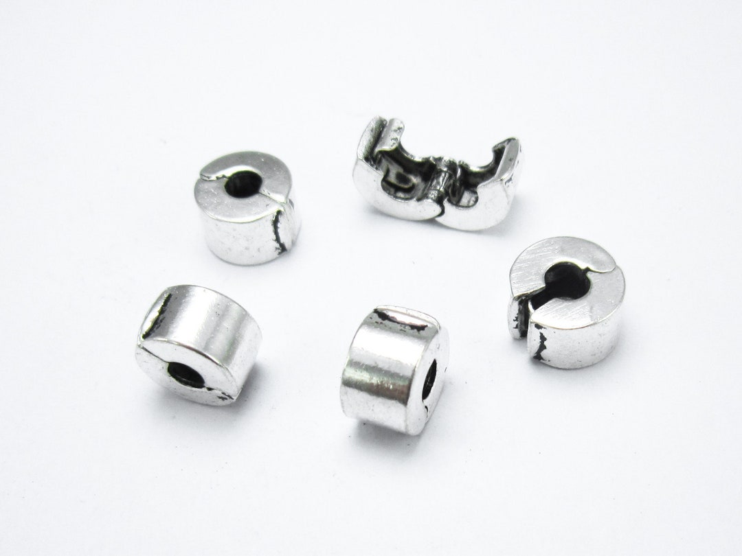 Stopper Beads, Clip Lock Beads, Silver Tone, Metal Beads, European