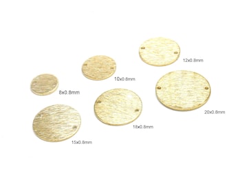 Textured Round Charm, Brass Connector For Jewelry Making, Earring Findings, 0.8mm Thick, In size 8 10 12 15 18 20 25 30mm -R2667