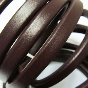 Bruin zoethoutleren koord, 10 x 6 mm, leren armband maken, dik echt rundleer, sieradenbenodigdheden: 1 meter