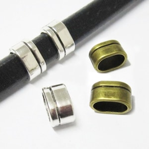 10pcs Licorice Beads, Stripe Side Leather Sliders, 10x6mm, Licorice Findings, Leather Bracelet Making - LF20