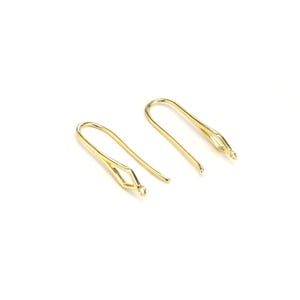 May include: Two gold-toned earring hooks with a loop at the top and a small opening at the bottom.