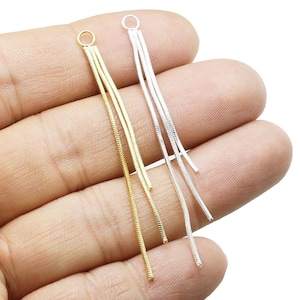 Gold Chain Tassel, Triple Fringe Pendant, Earring Charm for Hoops, Earring Findings, DIY Ornament, Real Gold Plated, Jewelry Making -G151
