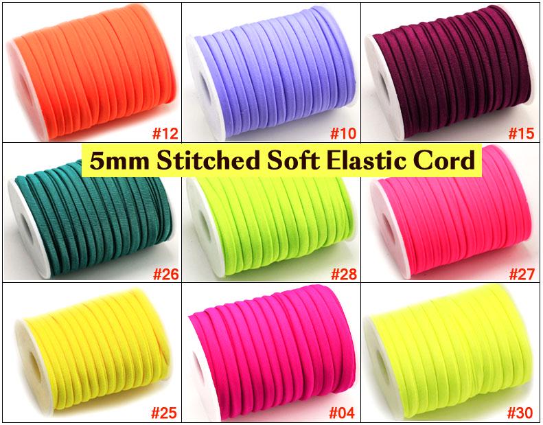 Soft Elastic Cord, 5mm Stitched Nylon Cord, Spandex Fabric Strips, Swimsuit Bikini Straps, Wrap Bracelet Making, Jewelry Supplies