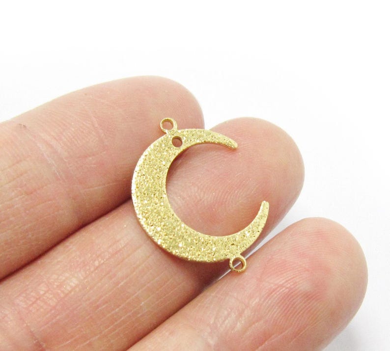 Crescent Moon Connector, Textured Earring Charms, Brass Charms For Jewelry Making, Raw Brass Findings, 22x16.5mm -R1300 R632 R1234 R1234 - Bling