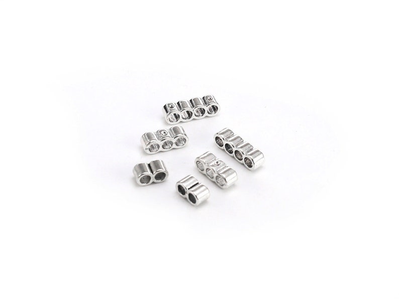 10pcs 3mm Leather Sliders, Round Leather Spacer Beads, Double Barrel Sliders, Separate Beads, Bracelet Making - RS11