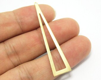 May include: A gold-colored metal triangle pendant with a hole at the top for hanging. The triangle is hollow and has a smaller triangle inside.