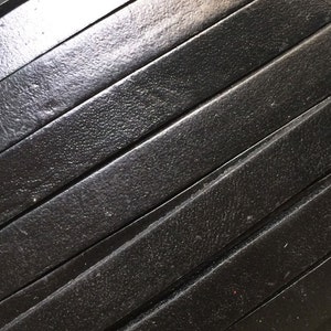 Flat Leather Cord, 10mm Genuine leather cord, 10x2mm, Flat leather, Black leather wrap strip