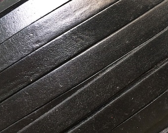 Flat Leather Cord, 10mm Genuine leather cord, 10x2mm, Flat leather, Black leather wrap strip