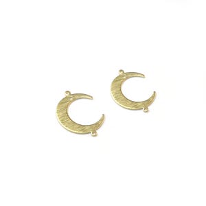 Crescent Moon Connector, Textured Earring Charms, Brass Charms For Jewelry Making, Raw Brass Findings, 22x16.5mm -R1300 R632 R1234 image 6