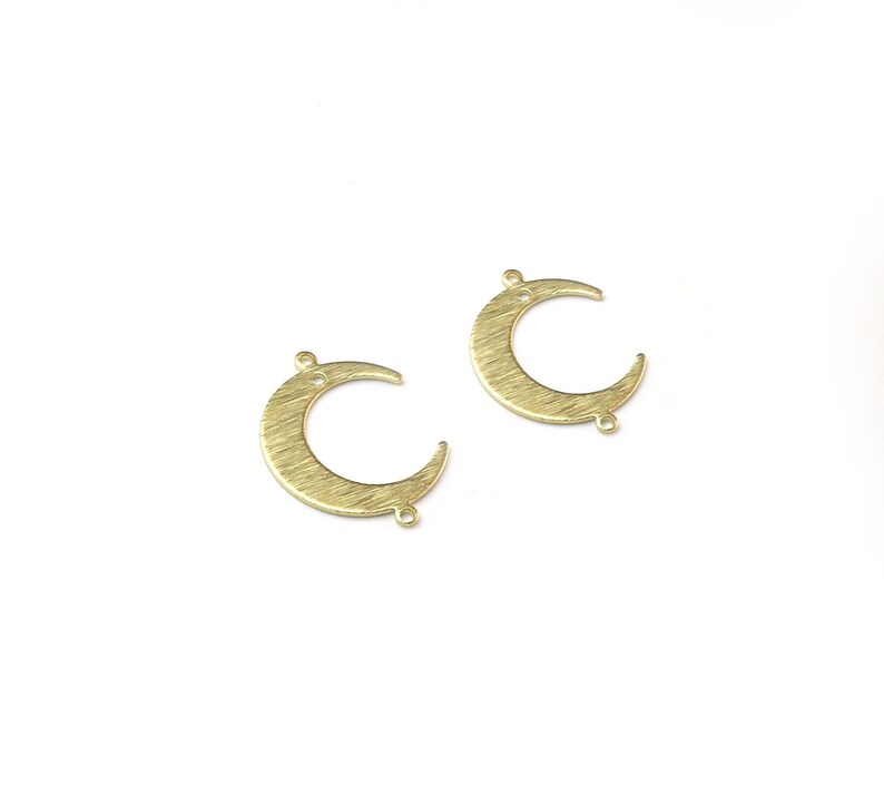Crescent Moon Connector, Textured Earring Charms, Brass Charms For Jewelry Making, Raw Brass Findings, 22x16.5mm -R1300 R632 R1234 image 6
