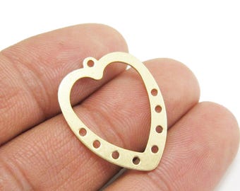 Brass Heart Connector, Heart Pendant, Earring Charms For Jewelry Making, 26.2x20.5mm, Earring Findings -R1594