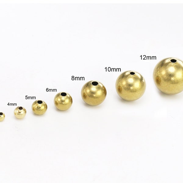 Brass Round Beads, Round Spacer Beads, Bracelet Beading, 3mm 4mm 5mm 6mm 8mm 10mm 12mm 14mm 16mm, Matal Slider Beads, Jewelry Making - R2320