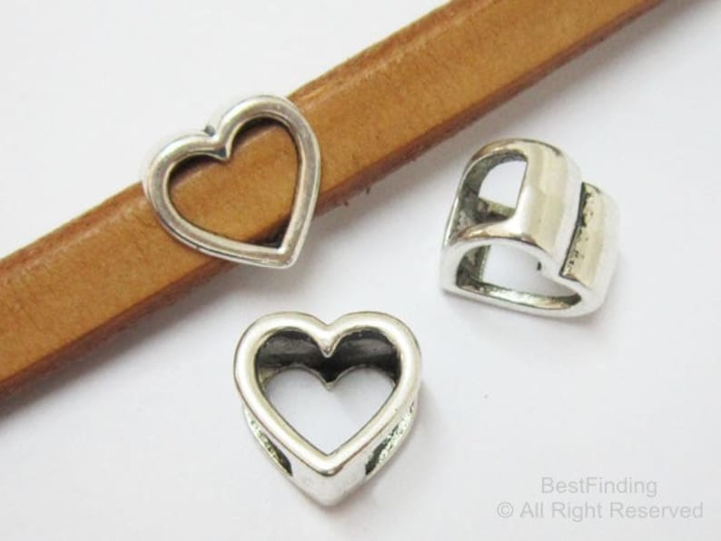10pcs Licorice Heart Beads Hollow Heart Sliders Licorice Etsy
