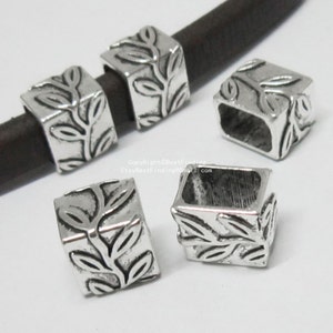 5pcs Licorice vine beads Leaf tube sliders 11x7mm licorice leather bracelet findings -LF40