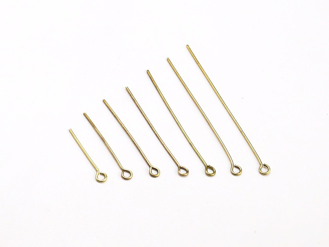 Brass Eye Pin, Eye Pin for Earrings, 0.6mm, 20/25/30/35/40/45/50mm, Raw ...
