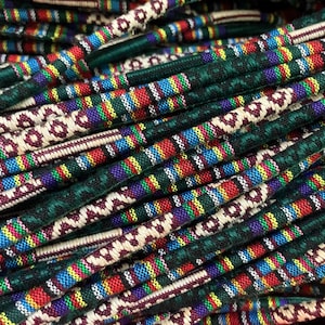 Fabric ethnic cord, Dark green, Cotton Textile wrap cord, Embroider cord, Bracelet Making, Jewelry Supplies