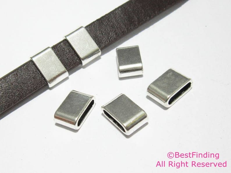 FF48 10pcs 10mm leather sliders Smooth 10x2mm Flat leather findings