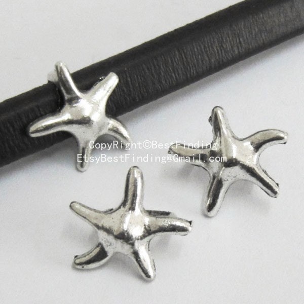 10pcs Licorice Sea star spacer Licorice sliders 10x6mm licorice leather findings -LF44