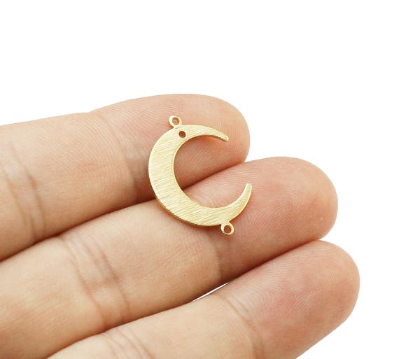 Crescent Moon Connector, Textured Earring Charms, Brass Charms For Jewelry Making, Earring Findings, 22x16.5mm -R1300 R632 R1234