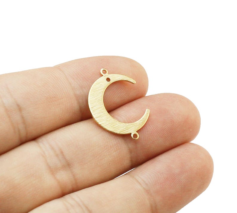 Crescent Moon Connector, Textured Earring Charms, Brass Charms For Jewelry Making, Earring Findings, 22x16.5mm -R1300